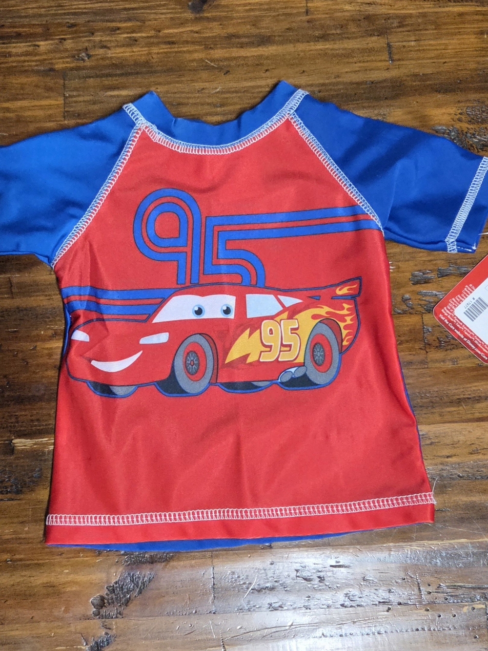 Disney Kids Rashguard UPF 50+ Red and Blue Lightning McQueen 95 3-6m NWT